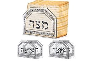 AQQHSAIN 3 Pcs Passover Seder Matzah Holder Acrylic Clear Matzo Box with Hebrew Letters Matzo Tray Plates for Jewish Passover