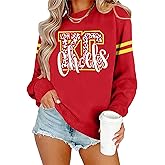MYHALF Game Day Sweatshirt Football Shirts: Women Gameday Sequin Outfits Football Fan Game Day Shirt Long Sleeve Casual Tops