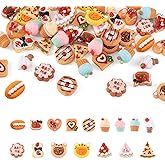 Sparkeads 64Pcs Food Theme Resin Decoden Cabochons Assorted Slime Bread Charms Kawaii Slime Accessories Flatback Resin Cabochons for Scrapbooking Embellishments Hair Clip Craft Jewelry Making Supplies