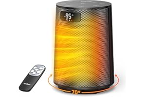 GiveBest Space Heater, Electric Portable Heaters for Indoor Use with Thermostat and Remote, 70°Oscillation, Digital Display, 12H Timer, 1500W PTC Ceramic Fast Safety Heat for Office Bedroom Home Desk