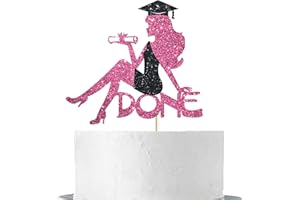 VETWO High Heel Girl Graduation Cake Topper Pink Glittery 2025 Graduation Party Cake Decor Congrats Grad/Class of 2025/2025 Senior Graduation for Girl Graduation Theme Party Supplies Decorations