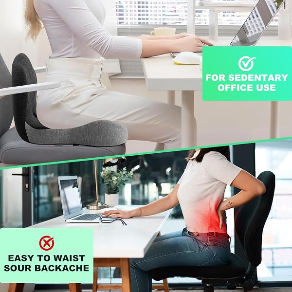 OUYEZY BUTTOCKS CUSHION FOR OFFICE CHAIR MEMORY FOAM SEAT PAD FOR BUTT SUPPORT TAILBONE RELIEF ERGONOMIC CHAIR CUSHION FOR HOME CAR TRAVEL OR WORK (CLASSIC BLACK)