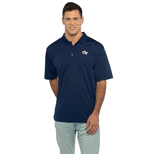 Vantage Apparel Men's Collegiate Premium Moisture Wicking Team Color Icon Polo, Georgia Tech Yellow Jackets, 4X-Large