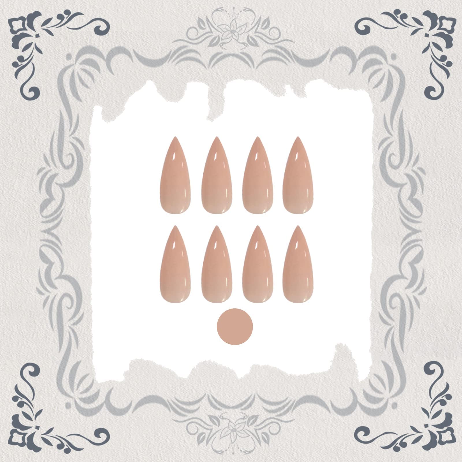 VOTACOS Press on Nails Long Stiletto Nude Fake Nails False Nails with Pure Transparent Glossy Stick on Nails for Women - Image 5