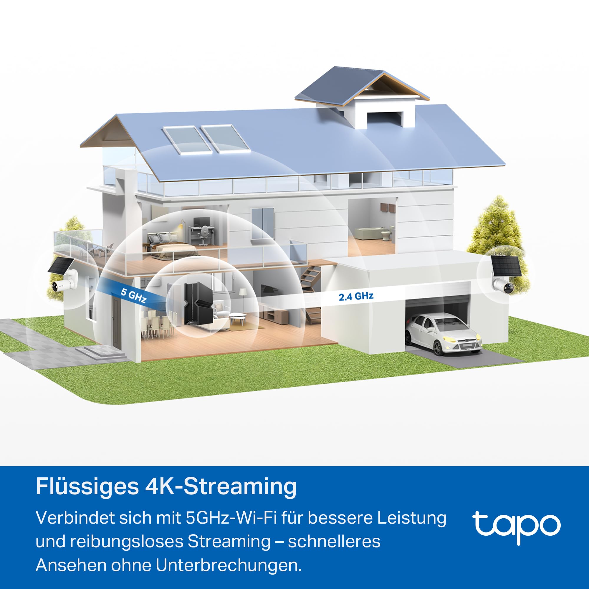Tapo C460 KIT 4K 8MP Solar Überwachungskamera Aussen Akku, Starlight-Farb-Nachtsicht, Dual-Band WLAN, Magnetfuß, Verschlüsselte microSD-Aufzeichnung, KI-Erkennung, 10000-mAh-Akku 9
