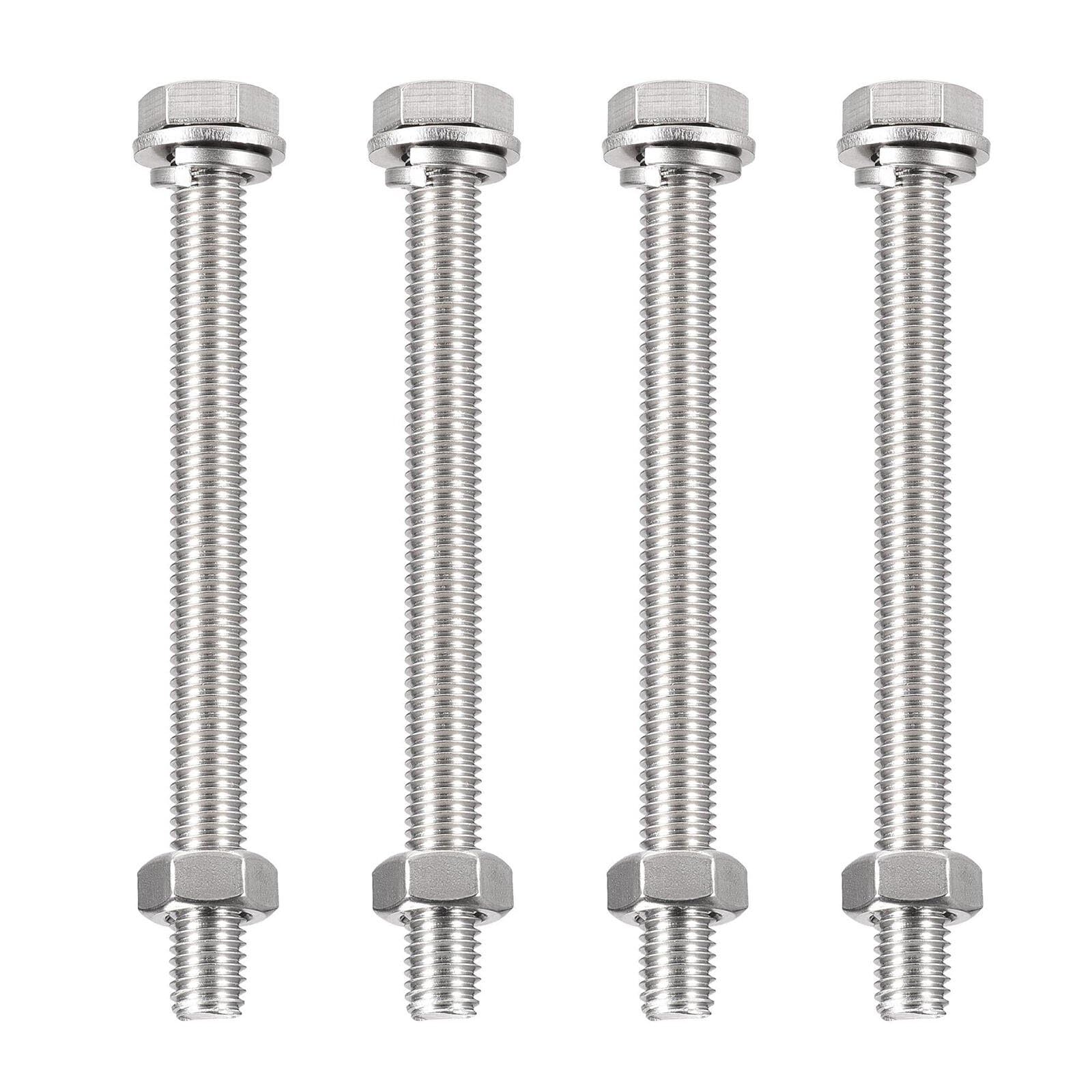 TA-VIGOR 4Pcs M10 x 30mm Hex Head Screws Bolts, Nuts, Flat & Lock Washers Kits, Fully Thread Hexagon Bolts, High Tensile Cap Screws for Metal Work, Automotive Machinery, Bike Motorcycles Repair
