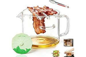 Glass Microwave Bacon Cooker with Lid 74oz, Microwave Bacon Cooker with Cover Borosilicate Glass Bacon Cooker for Microwave O