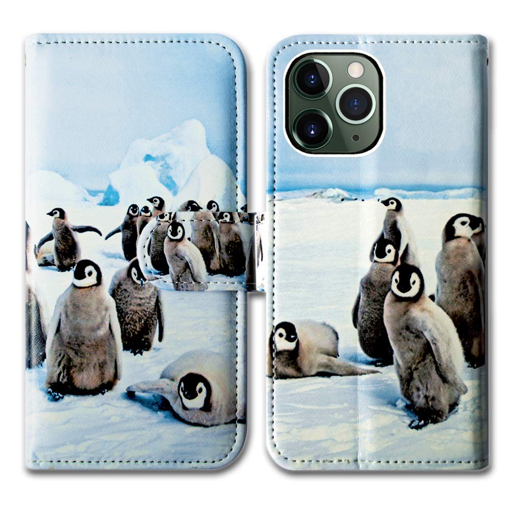 Bcov iPhone 11 Pro Max Wallet Case, Cute Playing Penguin Leather Flip Wallet Case Cover with Card Slot Holder Kickstand For iPhone 11 Pro Max