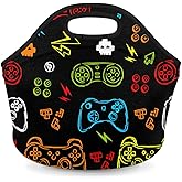 LLCXCSI Kids Lunch Box for Boys Girls Video Games Insulated Neoprene Children Lunch Bags Sturdy Soft Bag & Reusable Cooler Lunch Thermal Meal Tote Kit for School