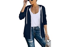 Saloogoe Lightweight Zip Up Hoodies for Women Hooded Sweatshirts Long Sleeve Thin Jacket with Zipper