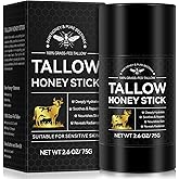 Beef Tallow for Skin, Organic Beef Tallow Balm Stick, 100% Grass-Fed Honey & Beeswax, Deep Hydration For Dry & Aging Skin, Natural Barrier, Nourishing Moisturizer, 2.6oz