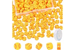 EVERMARKET 100pcs Baseball Beads Polymer Clay Baseball Softball Beads Charms Sports Ball Spacer DIY Bead for Necklace Bracelet Jewelry Handmade Jewelry Making Accessories Supplies