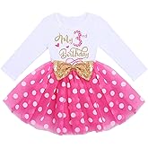 Baby Girl 1st 2nd 3rd Birthday Outfit Mouse Dress Polka Dots Tutu Skirt Cake Smash Long Sleeve Clothes for Photo Shoot