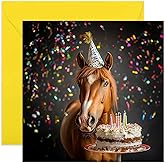 Funny Horse Birthday Greeting Cards for Men and Women - Photo Artwork Birthday Cards - For Dad Mum Son Brother Uncle - Cute Silly Birthday Card | Blank Inside with envelope
