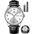 OLEVS Watch Men Mens Watches Watches for Men Leather Band Classic Brown Leather Watch Men, Analog Watch Men, Black Mens Leather Watch, Dress Waterproof Large Face Mens Watch,Relojes para Hombres Watch