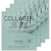 Karuna Collagen Hydrogel Neck Mask 4-Pack - K-Beauty Anti-Aging Decollete &amp; Neck Sheet Masks with Collagen, Peptides &amp; Niacinamide - 2-Piece Hydrating Neck Treatment for Firm, Smooth Skin