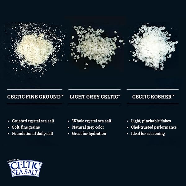 CELTIC SEA SALT, FINE GROUND MINERAL SEA SALT, 2 PACK 1 LB RESEALABLE BAGS, UNREFINED HYDRATION, VITAL MINERALS, FAMILY FOUNDED SINCE 1976