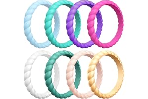 ThunderFit Womens Thin Swivel Silicone Wedding Bands, Stackable Rubber Engagement Rings 2.5mm Wide 2mm Thick - 1/4/8/10 Variety Multipack