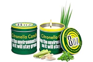DWCOM TRAP 2 Pack Citronella Candles Outdoor for Repellent Mosquito, DEET Free, Essential Oil Infused for Outdoor, Camping | Burns 50 Hours