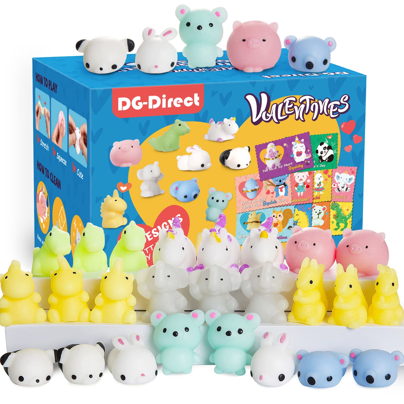 Photo 1 of 30 Packs Valentine's Day Cards with Mochi Squishy Toys, Mini Kawaii Stress Relief Squishy Toys Sets for Kids, Valentine's Day School Classroom Prizes, Valentine Exchange Gift
