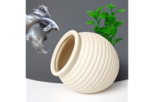 SpringSmart Aquarium Decor Rock Betta Fish Tank Decorations Ceramic Hideout Stone for Fish Shrimp Turtle Crab to Breed, Rest and Play, Small Fish Bowl Hiding Cave, Pot Shaped Betta Toys