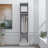 Reflect 1 Door High Gloss Wardrobe | White Melamine Finish | Storage view 5