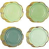 HiEnjoin 48 Pcs Sage Green Party Plates, 7 Inch Disposable Cake Plates Gold Foil Edge Dessert Plates Tea Party Supplies for Baby Shower Bridal Shower Wedding Birthday Decorations