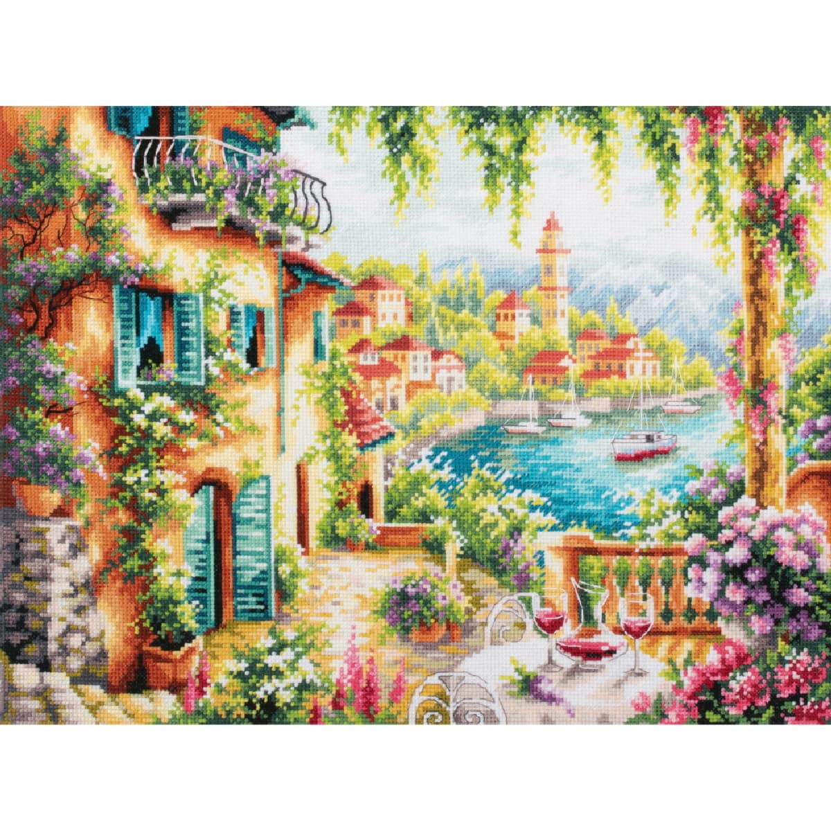 Magic needle 250-706 ZW Summer in Lombardy Counted Cross Stitch Kit with Zweigart Edition Cotton Multi-Coloured 40 x 30 cm