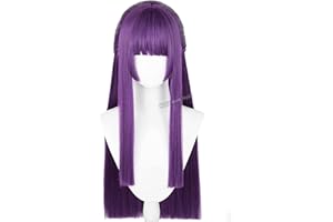 Fern Cosplay Wig Long Straight Purple Wig with Bangs Anime Purple Cosplay Wigs for Women Halloween Costume Party