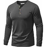 EKLENTSON Men's Henley Shirts Long Sleeve Cotton Lightweight Pullover Shirt Casual Fashion Button T-Shirt Basic Tee Tops