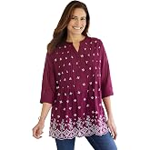 Woman Within Embroidered Pintuck Tunic | Women's Plus Size