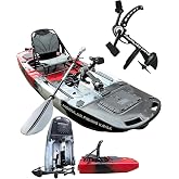 Reel Yaks Raider Modular Fishing Kayak - 9.5ft, 380 lbs Capacity, Red White Black - Pedal Fishing Kayaks for Adults &amp; Youth, Sit on Top, Compact Storage, Lightweight, Easy Transport