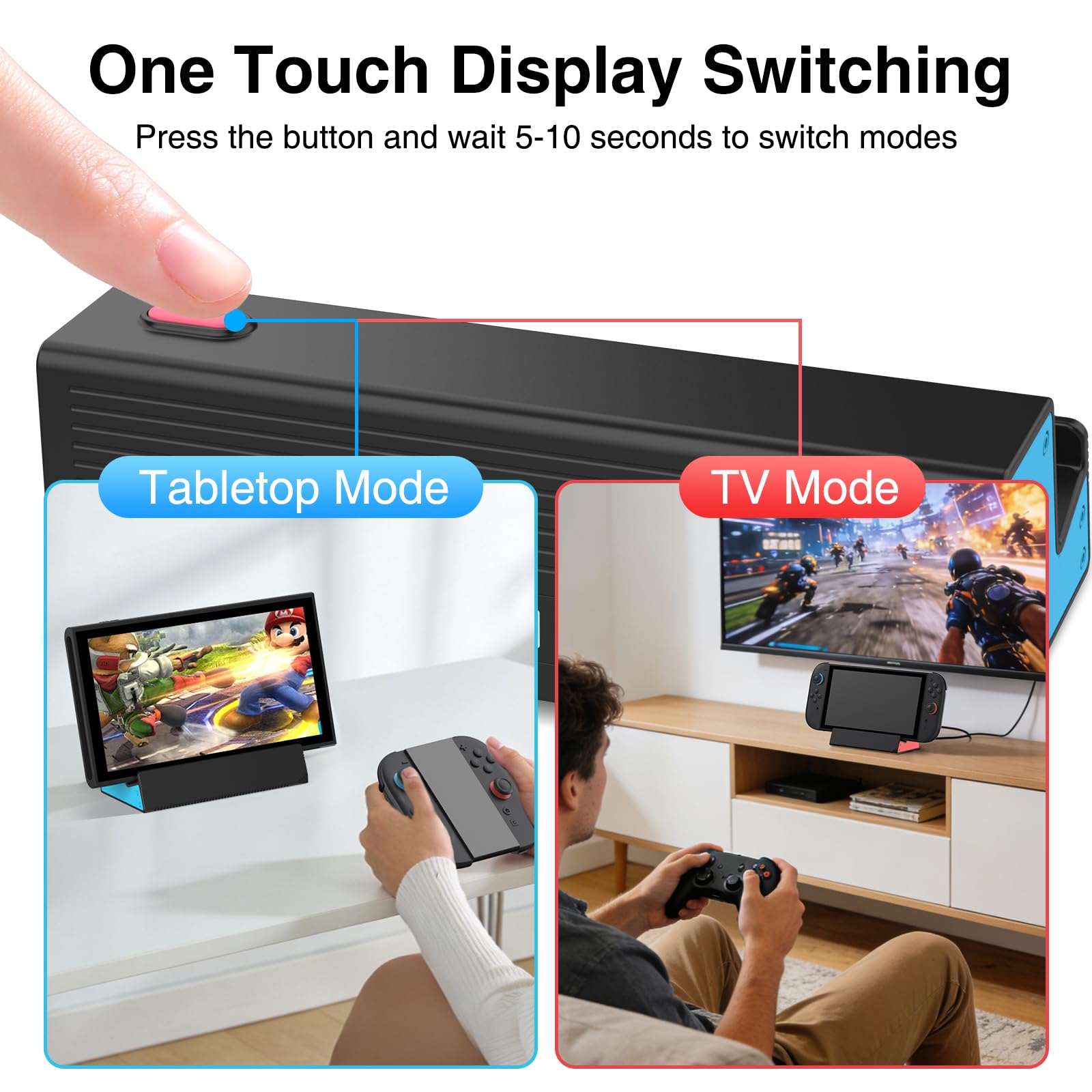 HEIYING TV Docking Station für Nintendo Switch 2/Switch OLED, Tragbarer TV Dock Ladegerät Ständer mit 4K HDMI Adapter/USB Port/Typ C Ladegerät Port 4