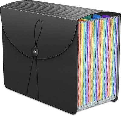 Fun Storage Expanding File Organiser Box 24 Pockets A4 Rainbow Divider
