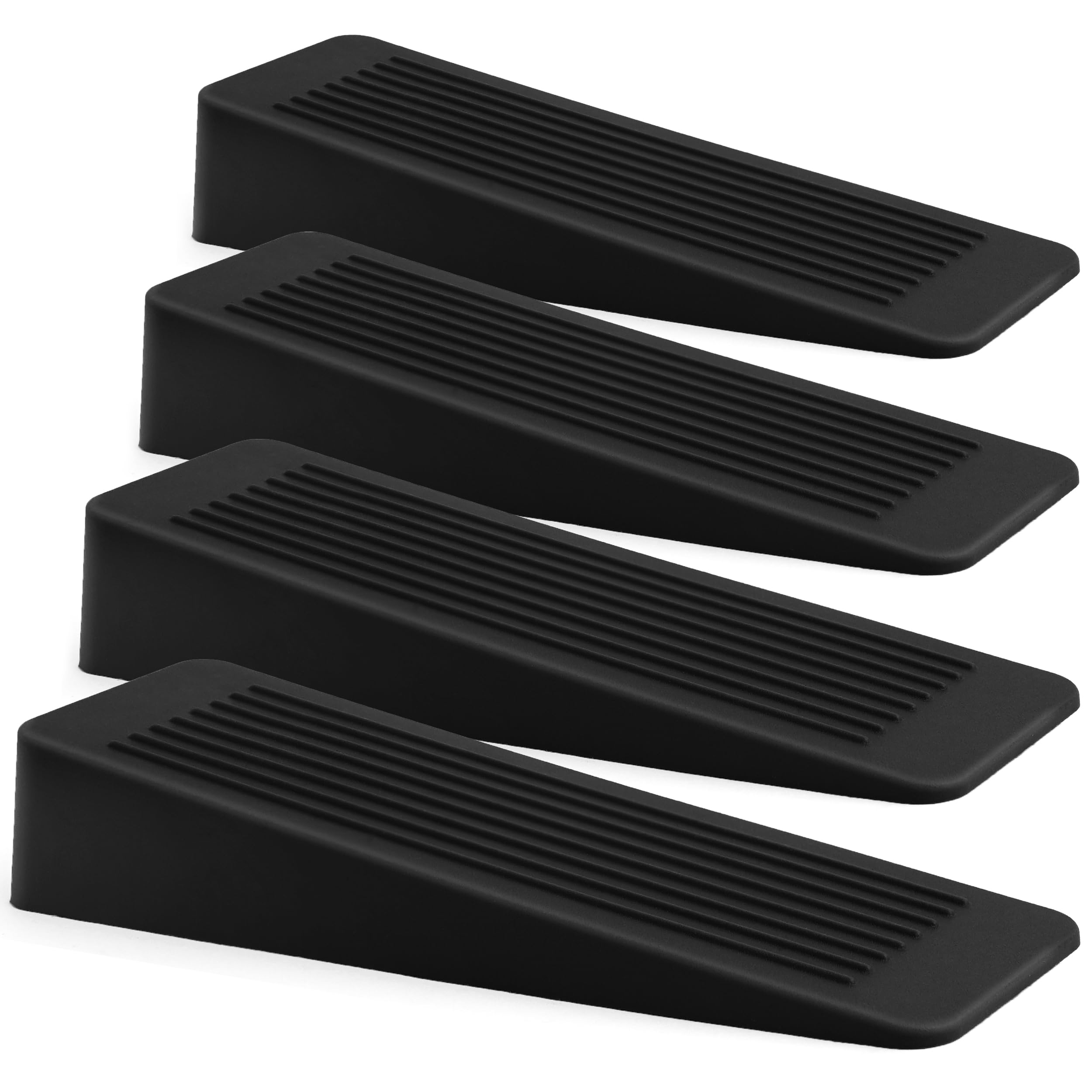 Rubber Door Stop 4 Pack, Door Stoppers for Floor, Door Stops Indoors, Door Wedge, Non-Slip Rubber Door Stopper, Door Wedges Indoors, Ideal for All Floor Types, Black