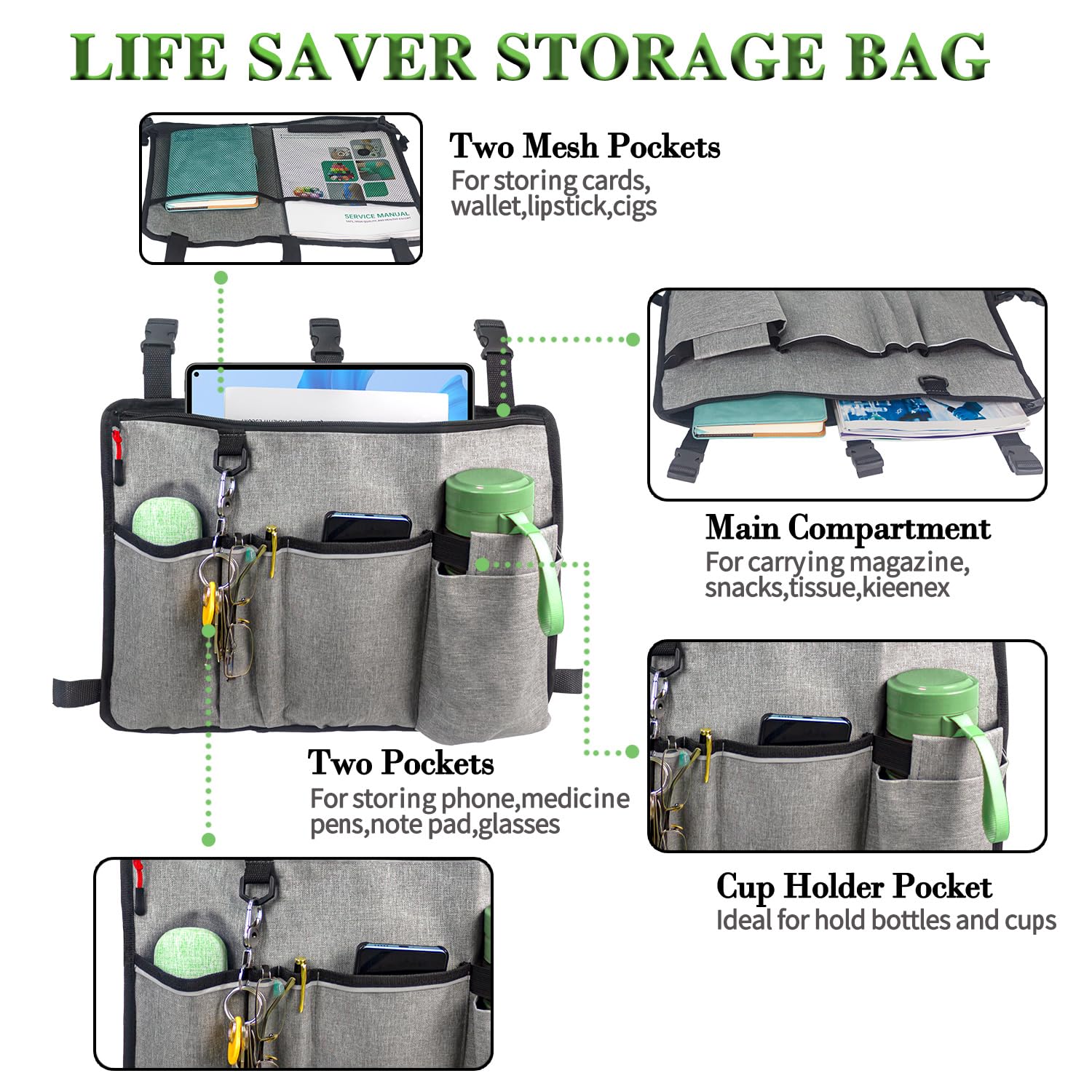Walker Bag Basket with Cup Holder,Walker Accessories,Walker Basket for Folding Walker,Basket for Walker,Bag for Walkers for Seniors,Scooters Or Rollator Walker Accessories for Folding Walker