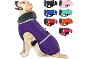 QBLEEV Warm Dog Coat - Reflective, Waterproof Winter Coat Turtleneck for Cold Weather, Thick Fleece Dog Snowsuit Christmas Vest for Small to XL Dogs