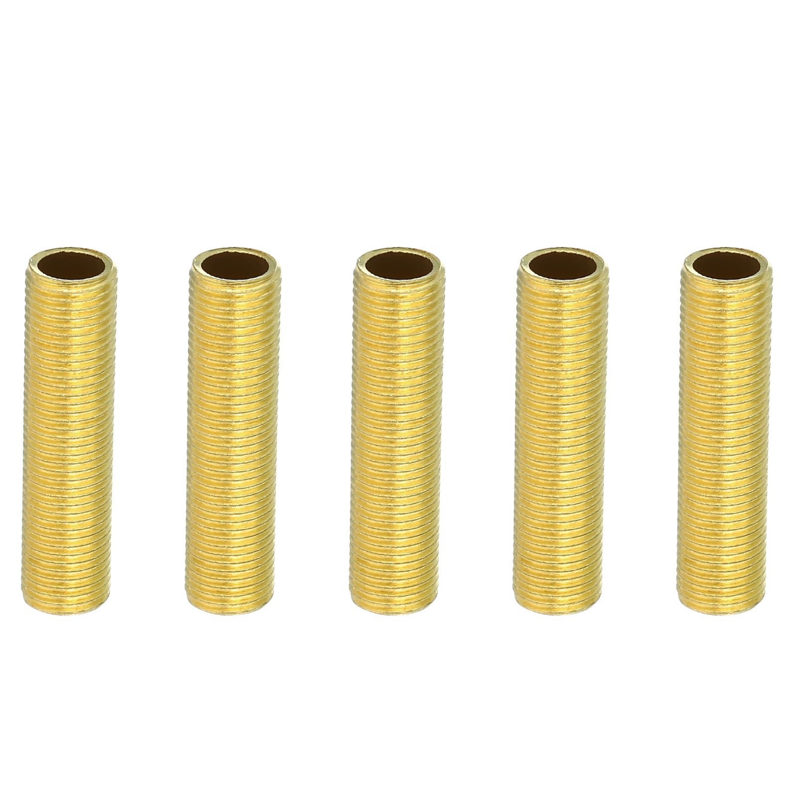 PATIKIL M10 Fine Thread Lamp Pipe, 5 Pack 40mm Threaded Hollow Tube Adapter Brass Coupler Connector Pipe Fitting