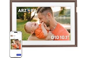 ARZOPA 10.1" WiFi Digital Picture Frame 32GB HD IPS Anti-Glare Touch Screen Digital Photo Frame, Wall Mountable, Auto-Rotate, Easy Sharing Photos Videos &Custom Gifting via Free ARZOPA APP - D10 Brown