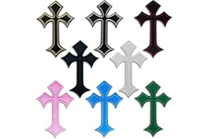 CAZZON Cross Patches Iron On Cross Embroidery Applique Patch, DIY Decor Patches for Clothing Jeans Jackets Backpacks Hats Shirts (8 Pieces 8 Color)