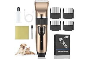 Gvber Dog Clippers with 4 Comb Guides, Professional Dog Grooming Kit, Low Noise High Power, Cat& Dog Hair Trimmer, Rechargeable Cordless Pet Grooming Tools for Small & Large Dogs Cats