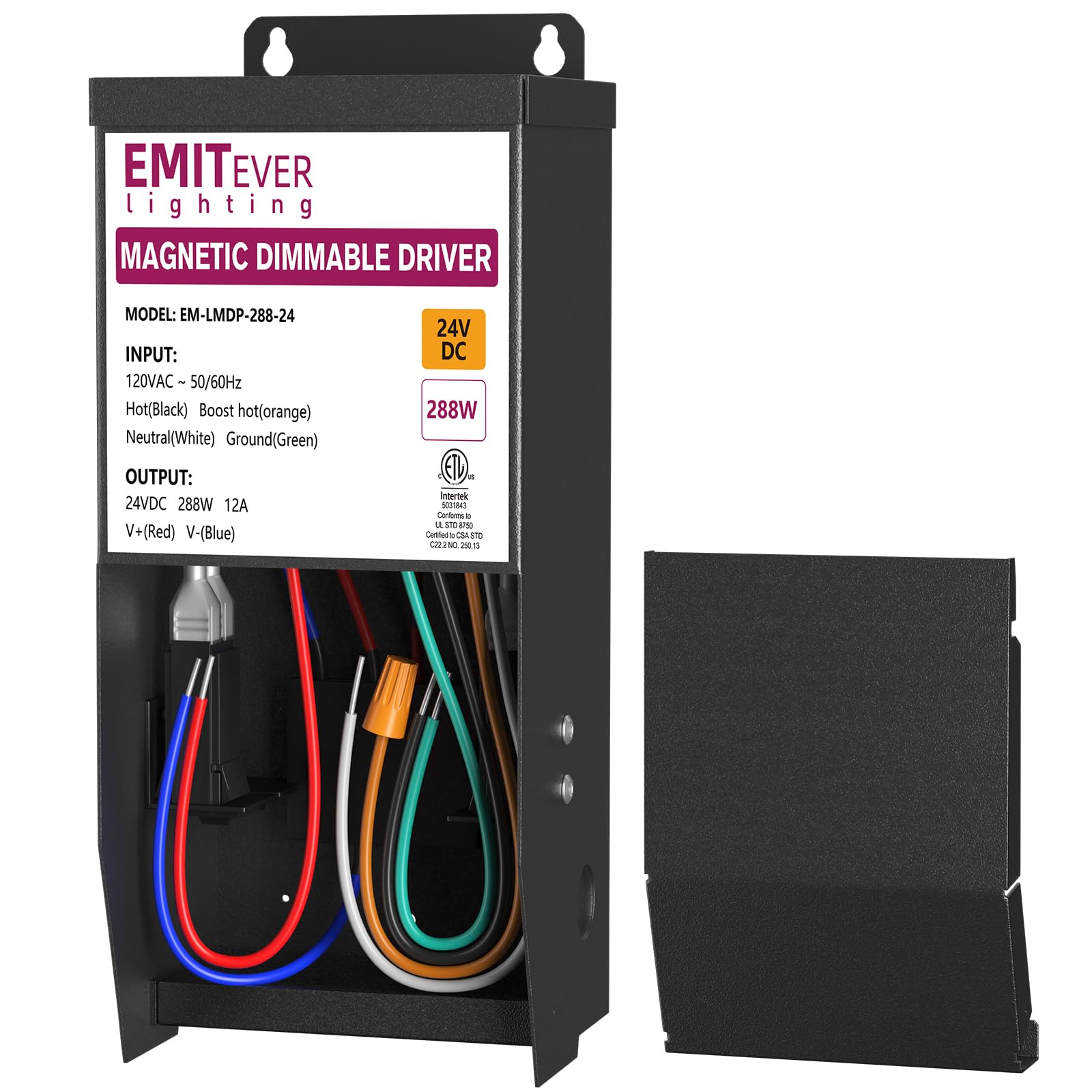 Photo 1 of EMITEVER 288W Magnetic Dimmable LED Drvier, 24V Transformer Magnetic Power Supply 120VAC to 24VDC, Compatible with Lutron and Leviton Dimmer, for LED Strip Light,Kitchen,Cabinet,ETL Listed