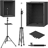 TONOR Microphone Isolation Shield for Studio with Tripod Stand, Vocal Booth | Professional Mic Shield, Adjustable Height Max 53.1 inch, Sound Proof Box for Singing, Recording Studio Equipment