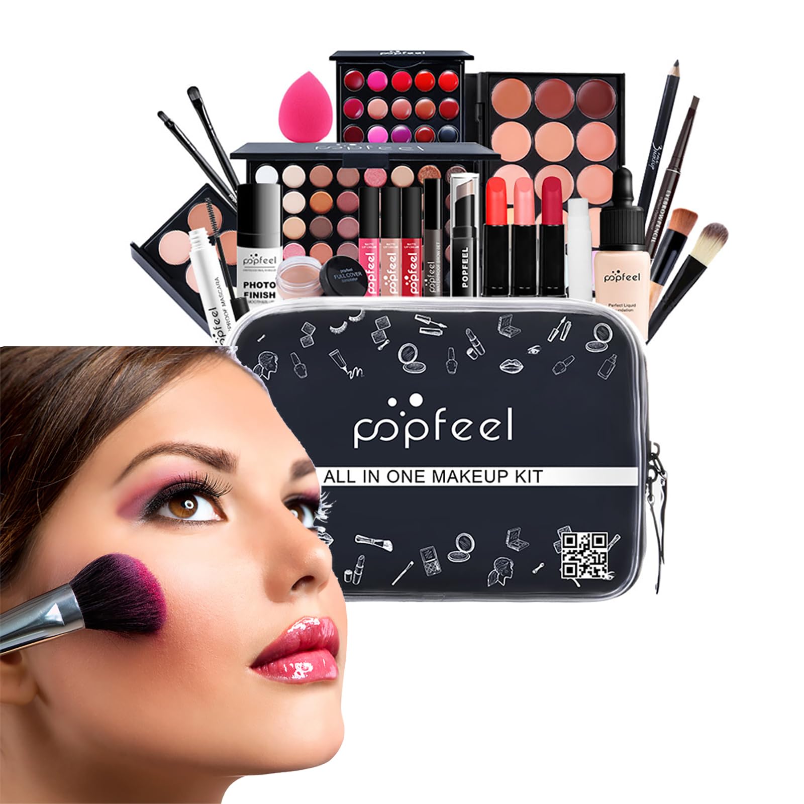 AFGSsm Make up set teenage girl, Makeup set girl teenager, Professional All-In-One make-up sets with cosmetic bag Include Eyeshadow Palette Lipstick Blush Foundation Concealer etc(24PCS)