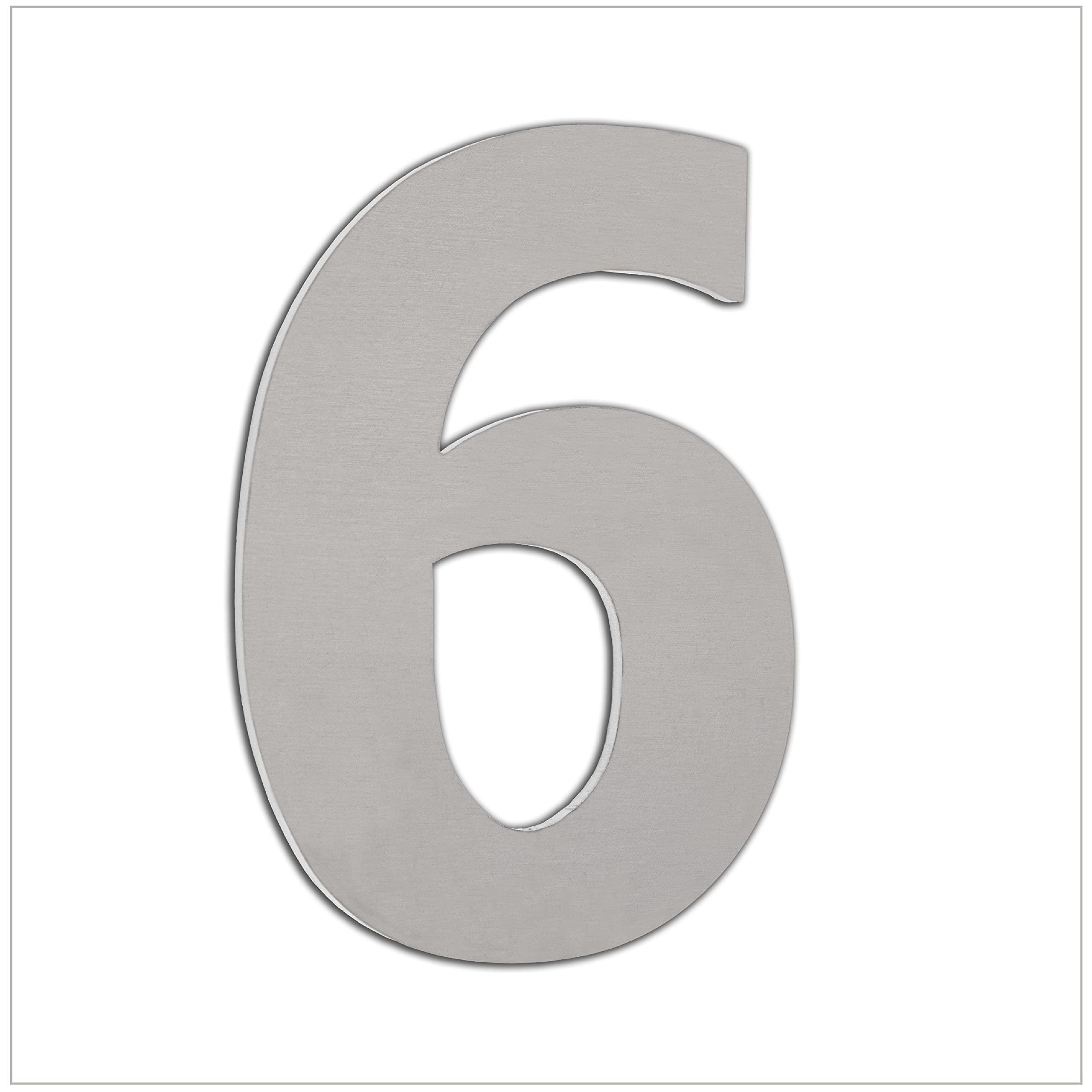 EVI Herrajes | House Number | 12cm Adhesive Stainless Steel Door Numbers | Waterproof | "6" Digit
