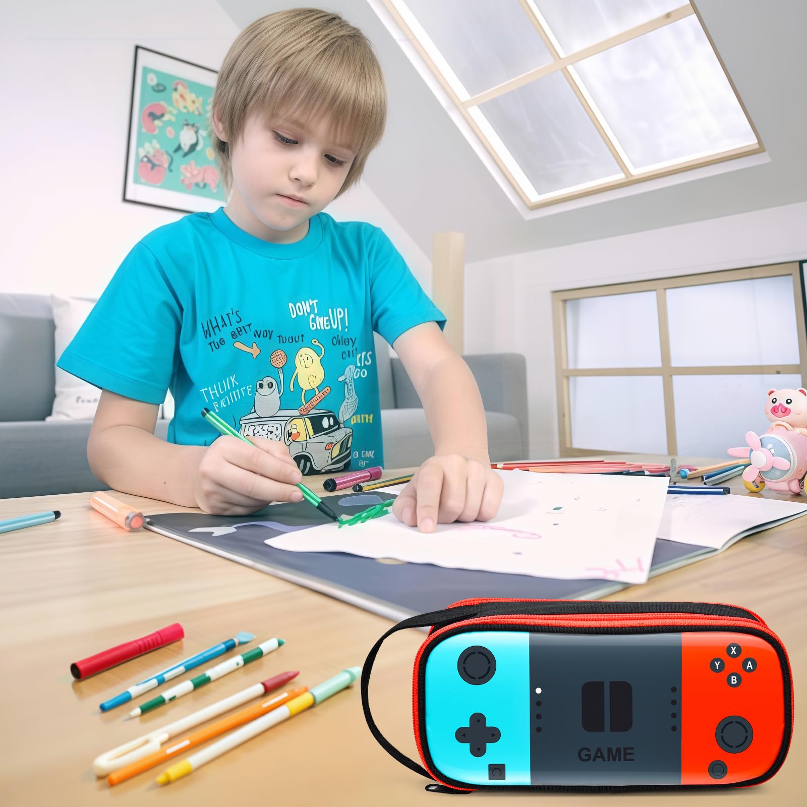 Beaulyn Gamer Pencil Case for Boys - Large Pencil Pouch with Zipper Compartment, Portable Gaming Pen Bag Pencil Box Organizer for School Boy Kids