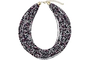 Bocar Multi Layer Chunky Bib Statement Seed Beads Cluster Collar Necklace for Women Gift (NK-10351)