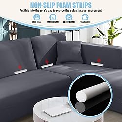 L Shape Sofa Couch Covers Super Stretch 2pcs, 3 + 3