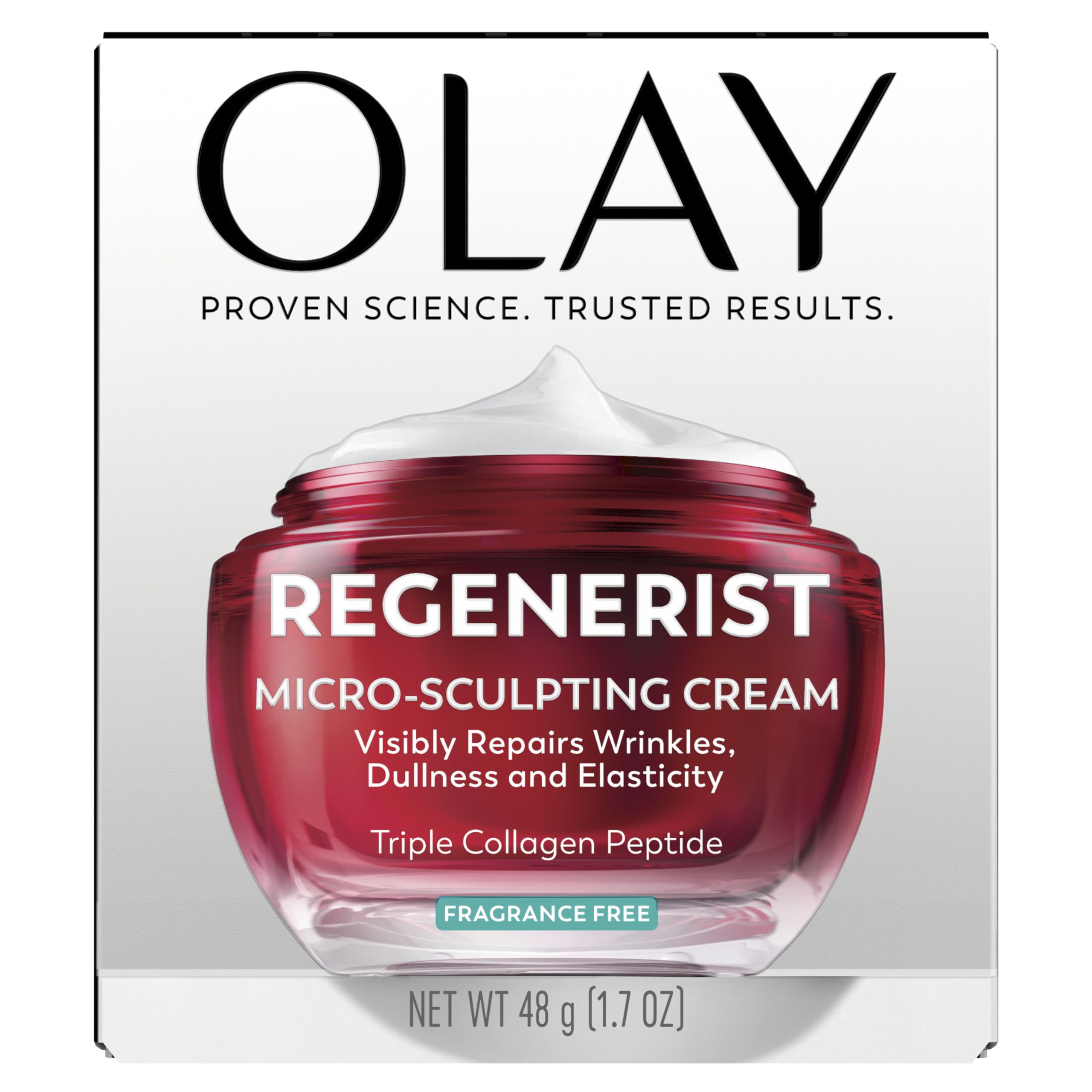 Olay Face Moisturizer, Regenerist Micro-Sculpting Cream for Women, Fragrance-Free - Anti-Aging, Anti-Wrinkle, Firming Skin Care - Triple Collagen Cream, Peptide, Hyaluronic Acid, Niacinamide, 1.7oz