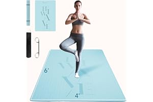 HIWAVE Large Yoga Mat 72"x 48", 7mm Extra Thick TPE Yoga Mats, Eco-friendly Workout Mat, Exercise Mat for Yoga, Pilates, Home Workout